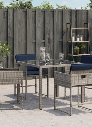 Tuinstoelen 4 st met kussens poly rattan grijs