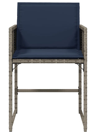 Tuinstoelen 4 st met kussens poly rattan grijs