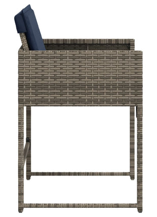 Tuinstoelen 4 st met kussens poly rattan grijs
