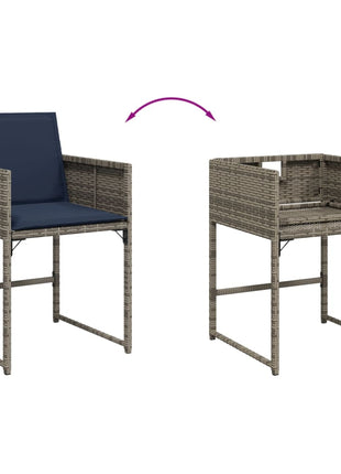 Tuinstoelen 4 st met kussens poly rattan grijs