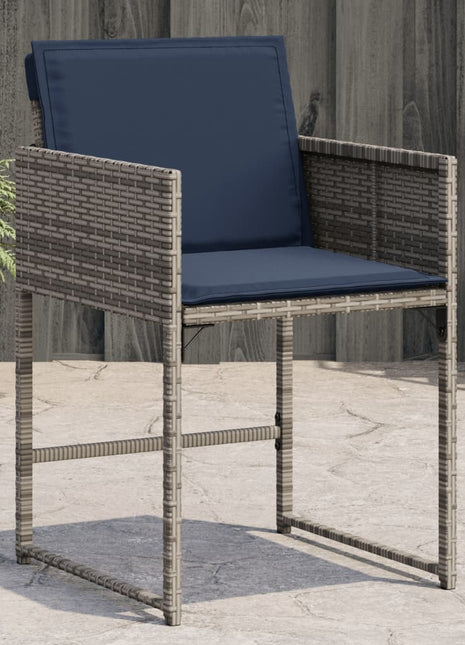 Tuinstoelen 4 st met kussens poly rattan grijs