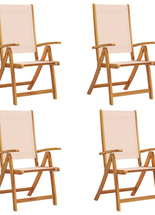 Tuinstoelen inklapbaar 4 st massief acaciahout en textileen