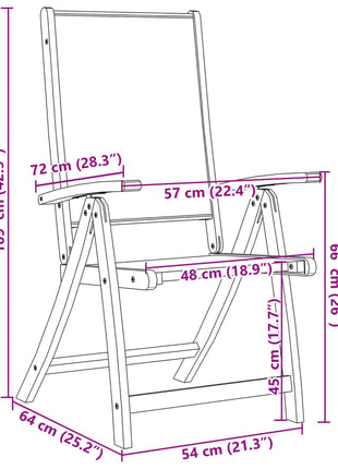 Tuinstoelen inklapbaar 4 st massief acaciahout en textileen