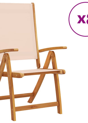 Tuinstoelen inklapbaar 8 st massief acaciahout en textileen