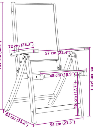 Tuinstoelen inklapbaar 8 st massief acaciahout en textileen