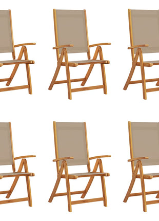 Tuinstoelen inklapbaar 6 st massief acaciahout en textileen