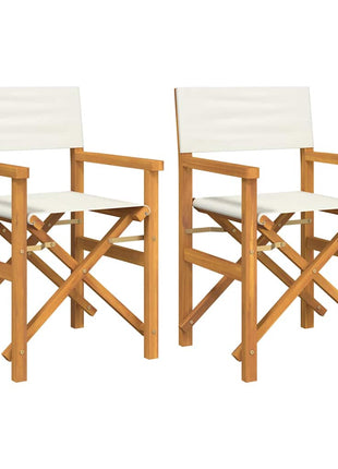 Regisseursstoelen inklapbaar 2 st massief teakhout crèmekleurig