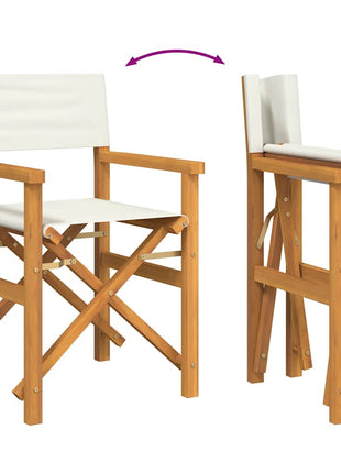 Regisseursstoelen inklapbaar 2 st massief teakhout crèmekleurig