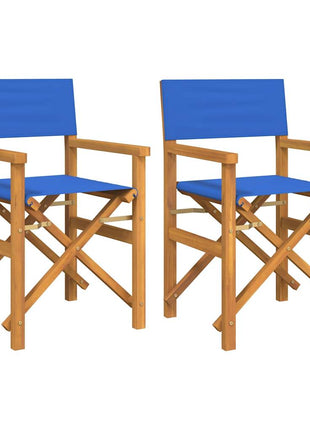 Regisseursstoelen inklapbaar 2 st massief teakhout blauw