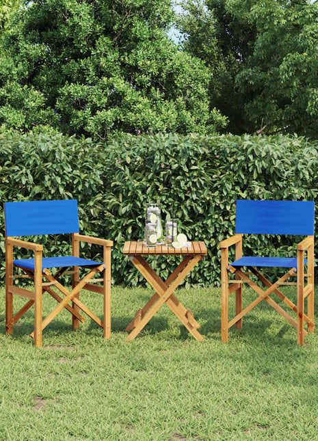 Regisseursstoelen inklapbaar 2 st massief teakhout blauw