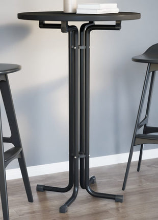 Eettafel Ø 70x110 cm bewerkt hout en staal zwart