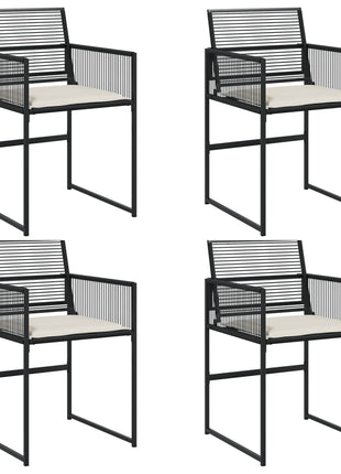 Tuinstoelen 4 st met kussens poly rattan zwart