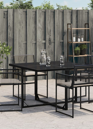 Tuinstoelen 4 st met kussens poly rattan zwart