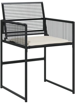 Tuinstoelen 4 st met kussens poly rattan zwart