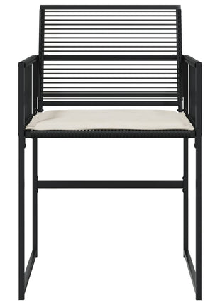 Tuinstoelen 4 st met kussens poly rattan zwart