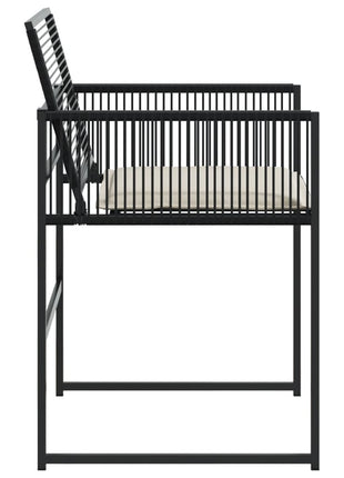 Tuinstoelen 4 st met kussens poly rattan zwart