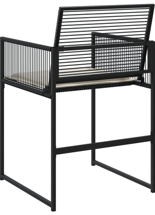 Tuinstoelen 4 st met kussens poly rattan zwart