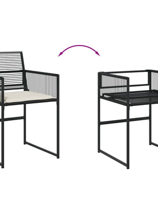 Tuinstoelen 4 st met kussens poly rattan zwart