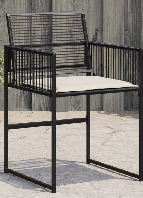 Tuinstoelen 4 st met kussens poly rattan zwart