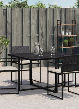 Tuinstoelen 4 st met kussens poly rattan zwart