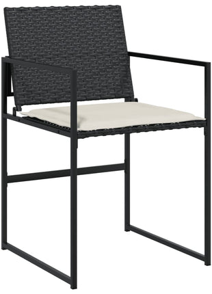 Tuinstoelen 4 st met kussens poly rattan zwart