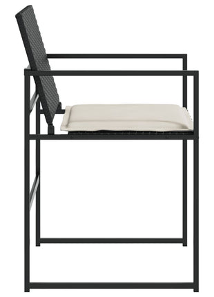 Tuinstoelen 4 st met kussens poly rattan zwart