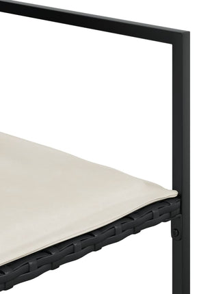 Tuinstoelen 4 st met kussens poly rattan zwart