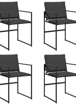 Tuinstoelen 4 st met kussens staal en textileen zwart