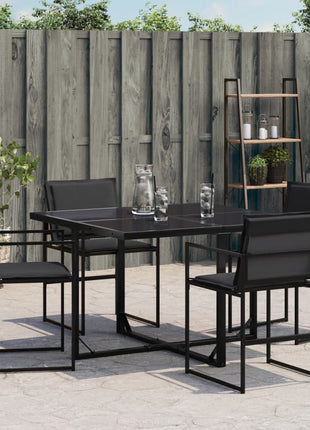 Tuinstoelen 4 st met kussens staal en textileen zwart