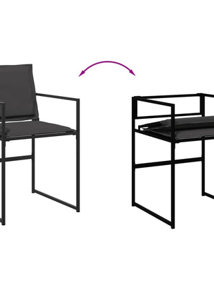 Tuinstoelen 4 st met kussens staal en textileen zwart