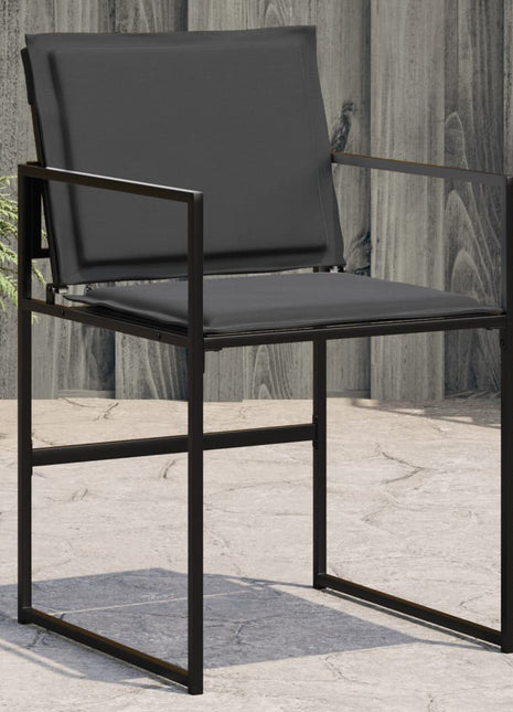 Tuinstoelen 4 st met kussens staal en textileen zwart