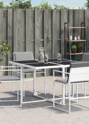 Tuinstoelen 4 st met kussens staal en textileen wit