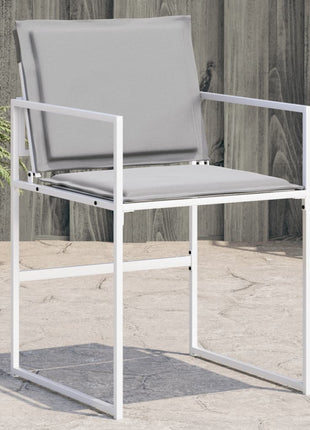 Tuinstoelen 4 st met kussens staal en textileen wit