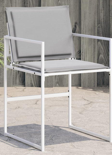 Tuinstoelen 4 st met kussens staal en textileen wit