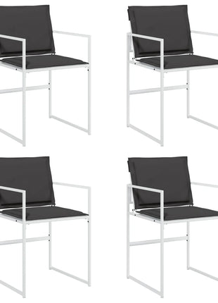 Tuinstoelen 4 st met kussens staal en textileen wit