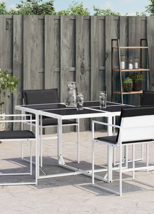 Tuinstoelen 4 st met kussens staal en textileen wit