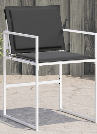 Tuinstoelen 4 st met kussens staal en textileen wit