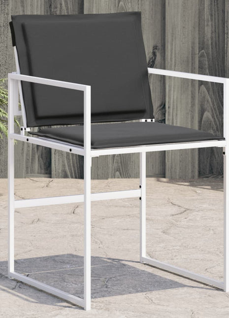 Tuinstoelen 4 st met kussens staal en textileen wit