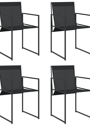 Tuinstoelen 4 st staal en textileen zwart