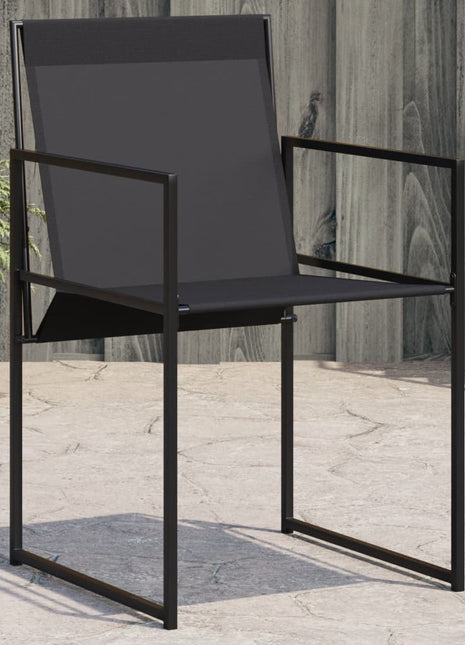 Tuinstoelen 4 st staal en textileen zwart