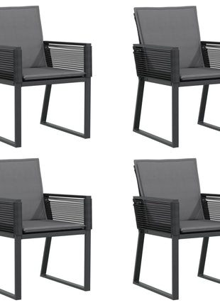 Tuinstoelen 4 st met kussens poly rattan zwart