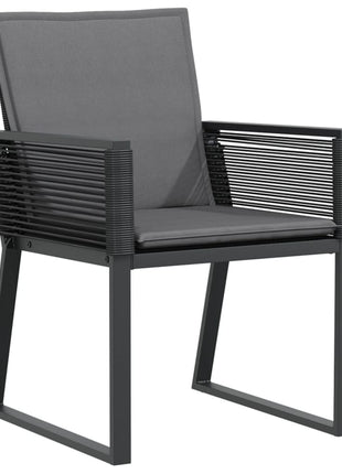 Tuinstoelen 4 st met kussens poly rattan zwart