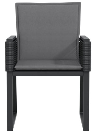 Tuinstoelen 4 st met kussens poly rattan zwart