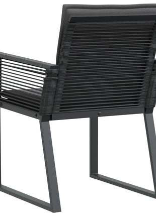 Tuinstoelen 4 st met kussens poly rattan zwart
