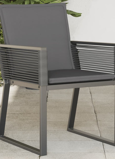 Tuinstoelen 4 st met kussens poly rattan zwart