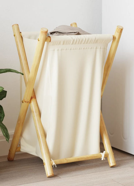 Wasmand 41,5x36x63,5 cm bamboe crèmewit