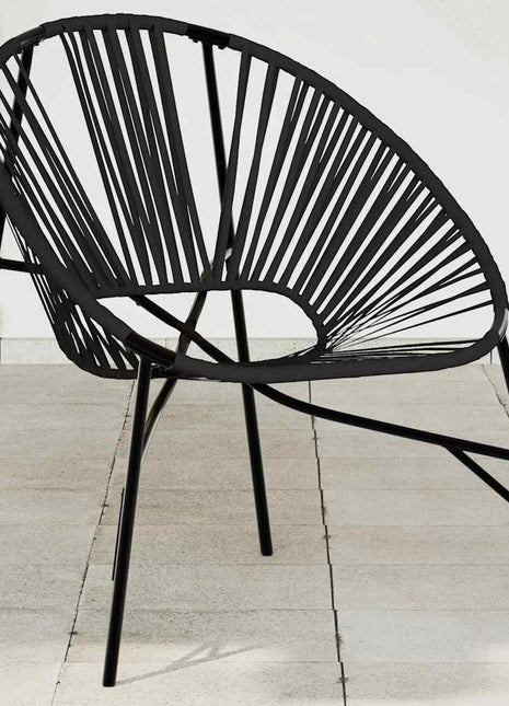 Tuinei stoel poly rattan zwart