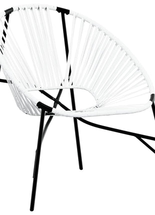 Tuinstoel Egg poly rattan zwart wit