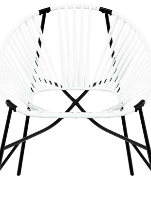 Tuinstoel Egg poly rattan zwart wit