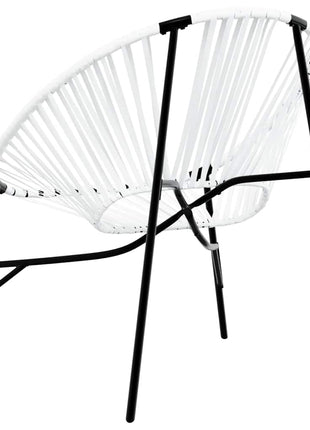 Tuinstoel Egg poly rattan zwart wit
